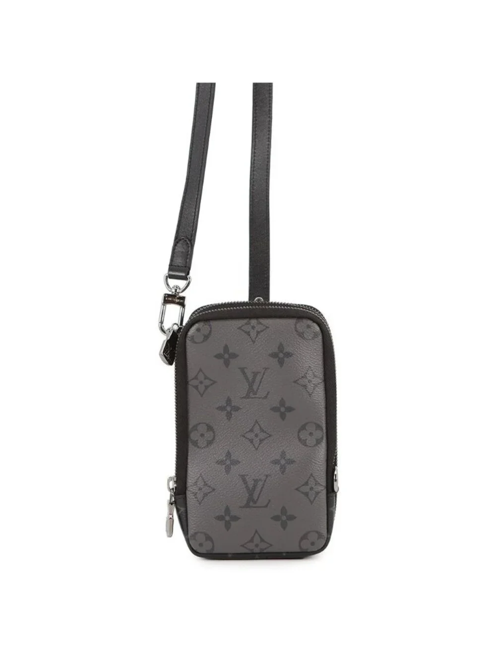 Louis Vuitton Shoulder Bag Monogram Eclipse Reverse Double Phone Pouch Black